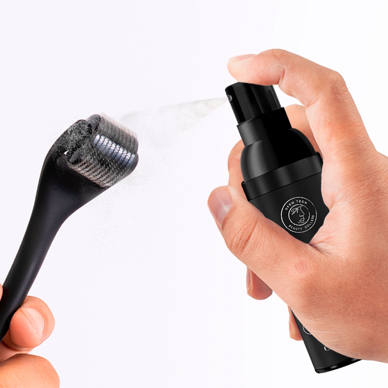 Close-up image of a man washing his face before using DermTech products, emphasizing the importance of preparation for effective skincare and hair growth routines.